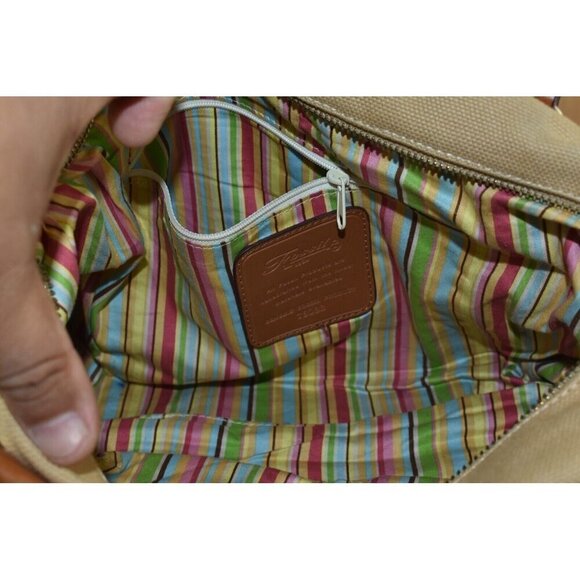 Fossil Womens Canvas/Leather Tan Front Flap Front Pockets Crossbody Purse - Picture 7 of 10